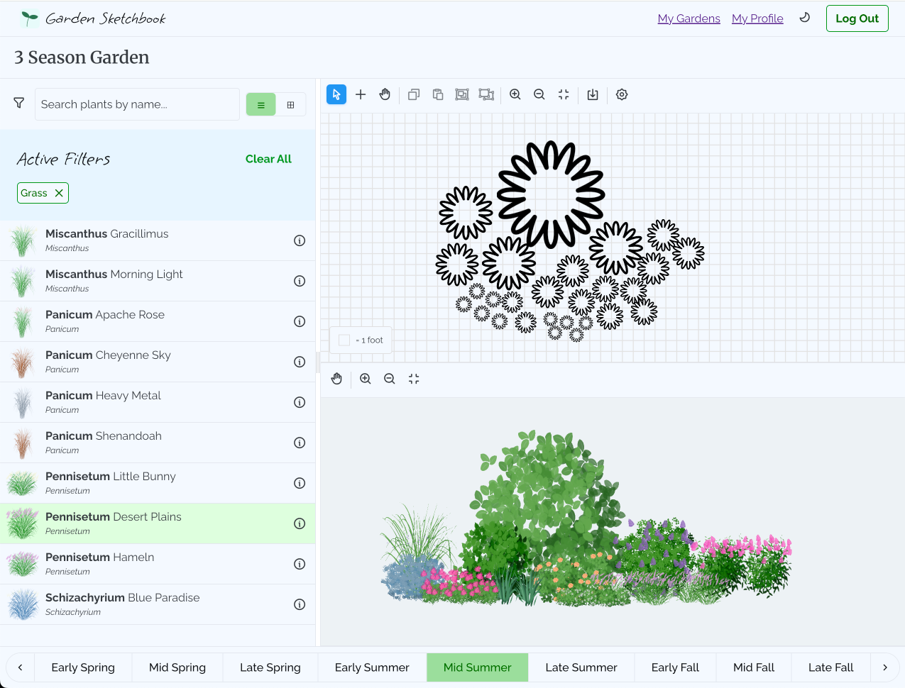 Garden Sketchbook app interface